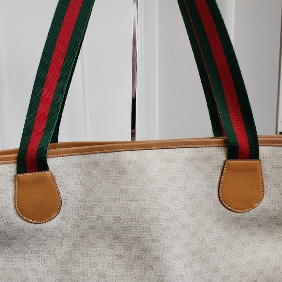 Gucci GG Plus Canvas Web Tote Bag with Leather Trim - Picture 4 of 12